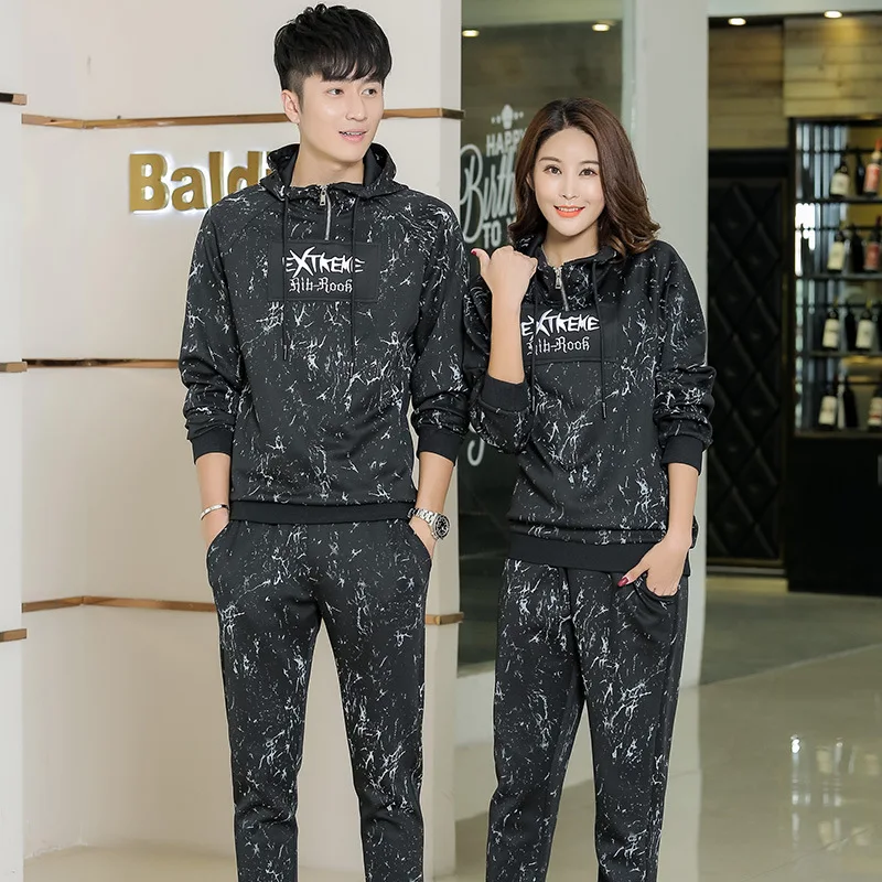 

Hoodie Suit Men COUPLE'S Hooded Spring And Autumn Casual 2018 Winter Thick Two-Piece Set Men's Korean-style Coat