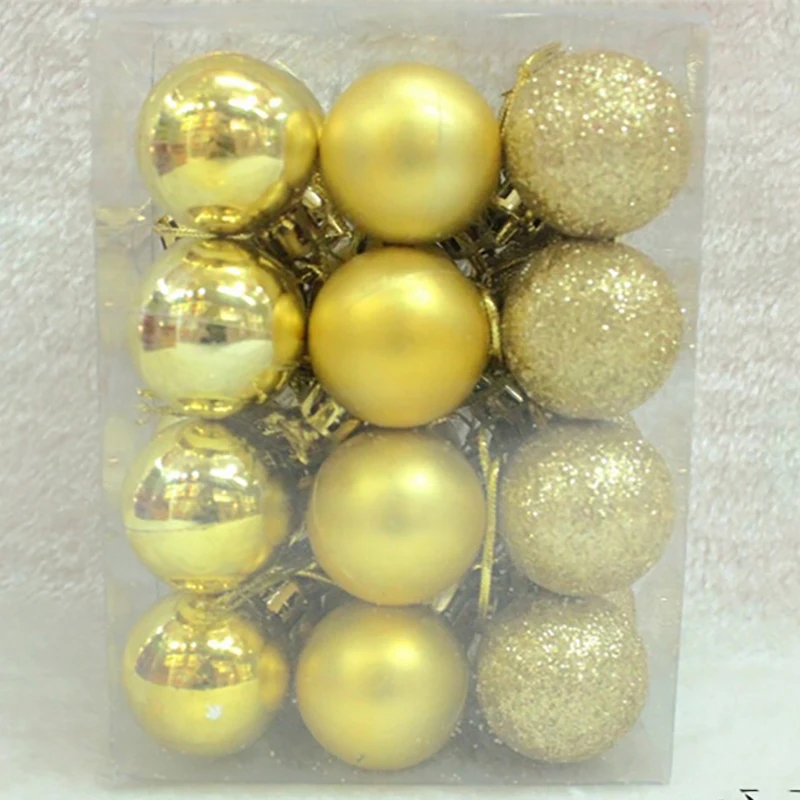 24 шт./лот 30 мм Блестящий новогодний шар Рождественский Декор рождественские вечерние шар, украшение, декор на год