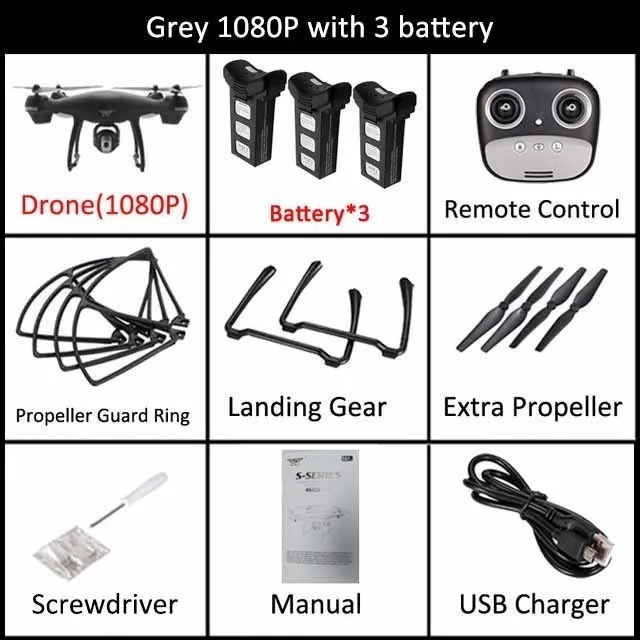 Black 1080P 3battery SJRC S70W двойной gps следить за мной wifi FPV RC Дрон вертолет 400 м расстояние 1080P HD камера gps положение Квадрокоптер VS X183 X21 - Цвет: Black 1080P 3battery