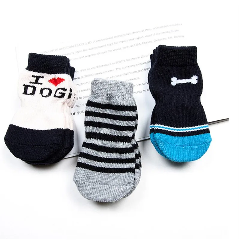 4 pcs lot Perro font b Pet b font Socks Cotton Anti slip Knit Weave Warm