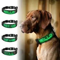 Coleira com tela de led piscante para animais de estimação, programa de rolagem com mensagens e monitor de segurança para filhotes e cachorros chihuahua, dropship