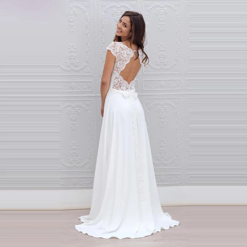 Иллюзия шеи, шифоновое пляжное свадебное платье белого цвета, Турция,, аппликация, кружево, на заказ, свадебное платье женское свадебное платье