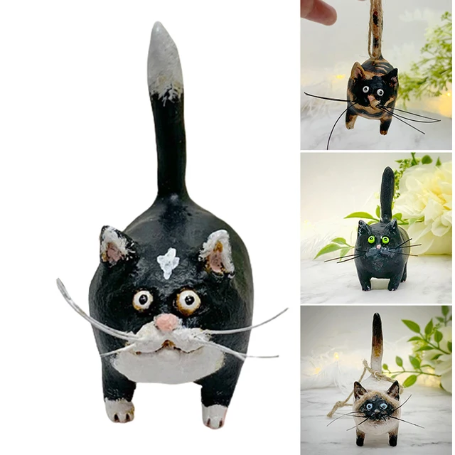 Kitty Miniature Statue and Sculpture Original Art Resin Desktop Ornament with Vivid Expression Gift for Your Cat Home Decoration 1
