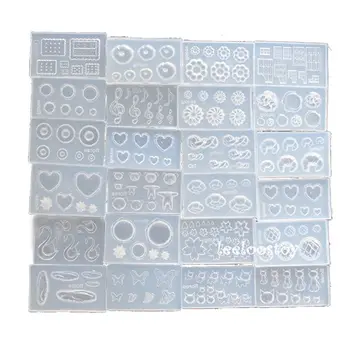 

24Pcs Mini Size Food Doughnuts Bread Silicone Mold Flower Cat Heart Template Acrylic Gel Tools Resin Mold Jewelry Making