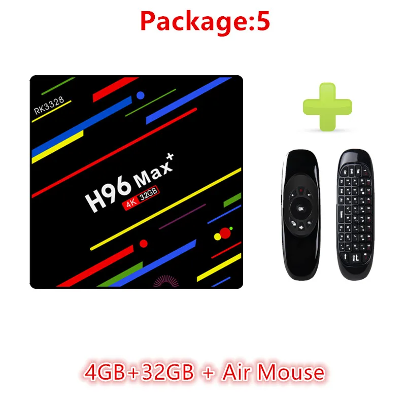 HAAYOT H96 MAX+ ТВ приставка RK3328 Android 9,0 4GB ram 32GB 2,4G WiFi HDMI 4K четырехъядерный Медиаплеер Smart Android Box - Цвет: EN RU ES Air Mouse