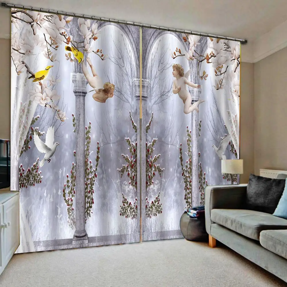 Roman 3D Curtain Luxury Blackout Window Living Room angel curtains | Дом и сад