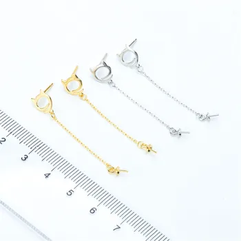 

HOT High Quality S925 Sterling Silver Stud Earrings Settings DIY Pearl Earring Hooks Findings Women's Jewelry Making Accessories