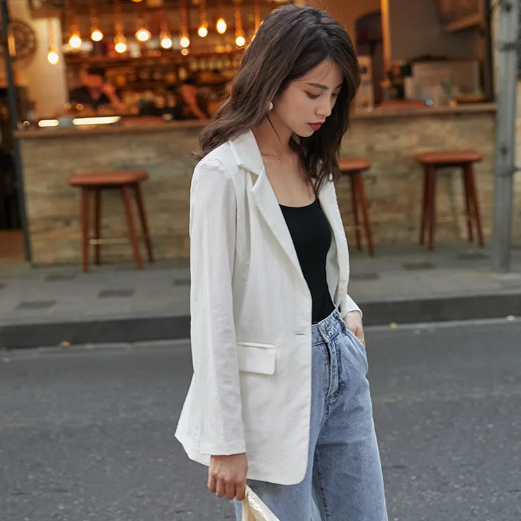 

Suit Jacket Women's Chic2019 Autumn Clothing New Style Online Celebrity Korean-style Loose-Fit Leisure Suit Hipster Solid Color