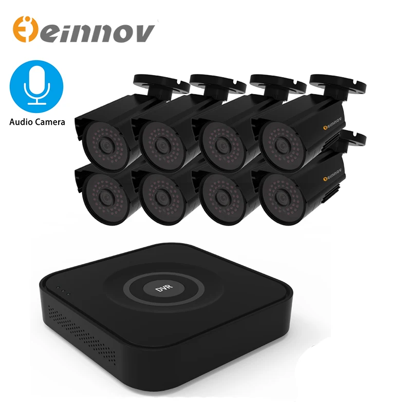 Einnov 8CH 2MP 1080P CCTV NVR наружная система видеонаблюдения комплект DVR аналоговые камеры высокого разрешения аудио камеры HD P2P ночного видения