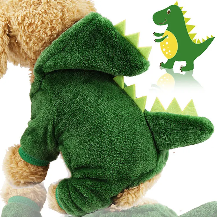 

Hoodie Dinosaur Costume Jumpsuit Winter Coat Warm Clothes for Small Dogs Cats