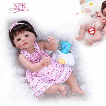 

55CM full body silicone vinyl bebe doll reborn baby girl dolls newborn sweet baby girl bath toy Anatomically Correct