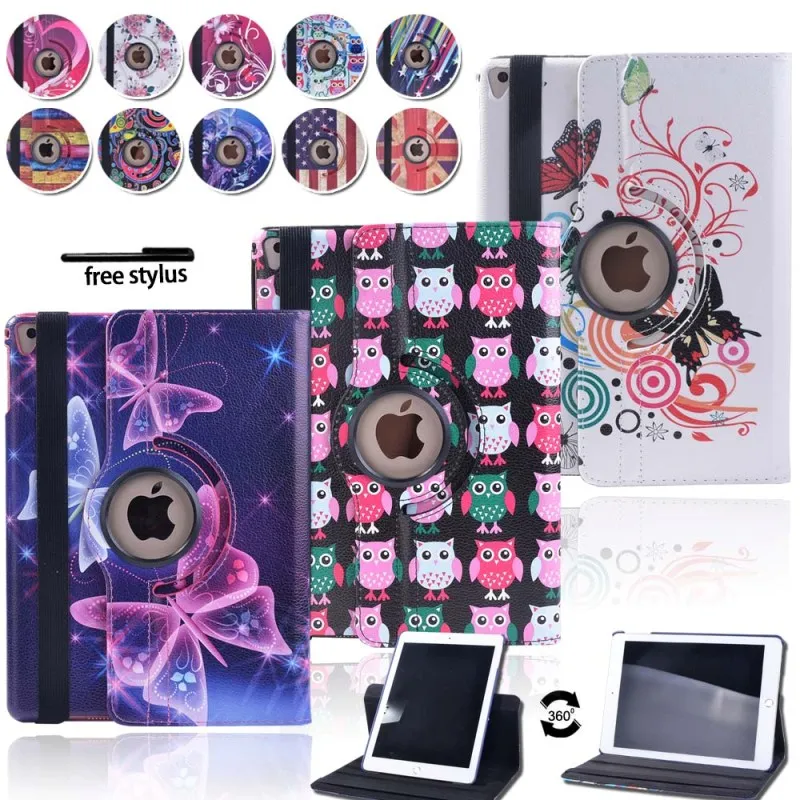 KK& LL для iPad 5th Gen 6-го поколения 9,7 дюймов-планшет вращающийся на 360 ° с автоматическим пробуждением сна Кожаный чехол-подставка