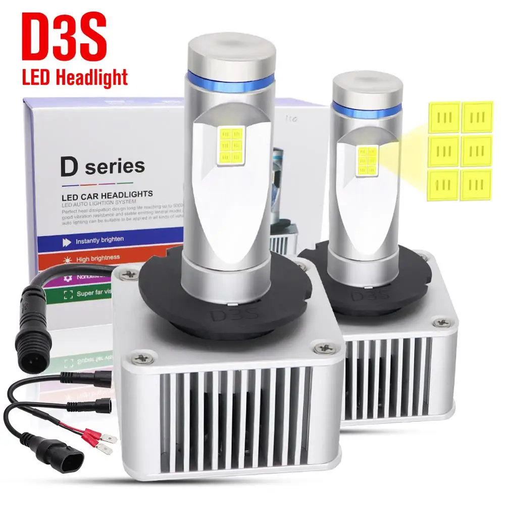 

2pcs 70W D1S D2S D3S D4S Car LED Headlight Bulbs 11000LM CSP 6500K White IP65 Waterproof Auto Front Headlamp Fog Lights DC 8-48V