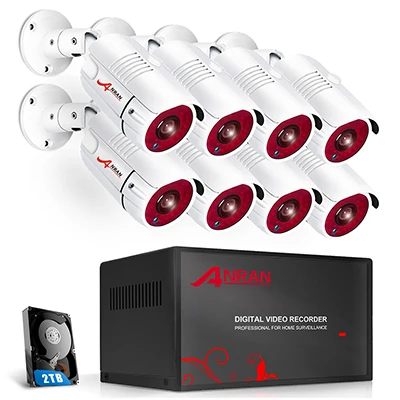 8CH NVR 8 Cameras ANRAN 4CH/8CH система видеонаблюдения 1080P уличная камера безопасности AHD DVR Комплект 36 ИК День Ночь домашняя видео CCTV система жесткий диск - Цвет: 8CH NVR 8 Cameras