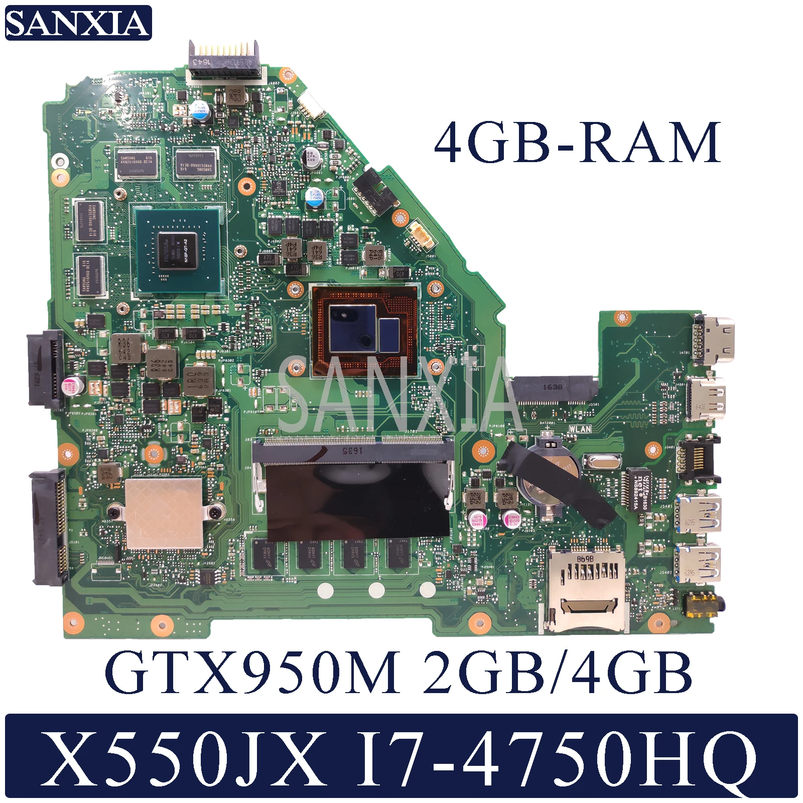 KEFU X550JX материнская плата для ноутбука ASUS X550JX X550JF X550JD X550JK mainboar 4GB-RAM I7-4720HQ/4750HQ GTX950M