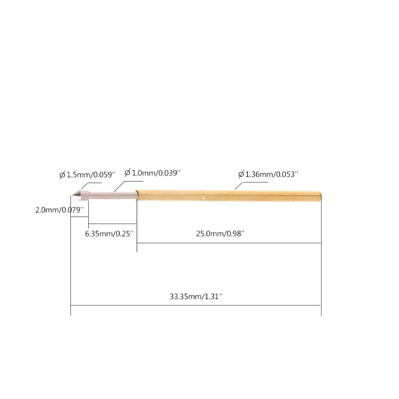 100 шт. пружина зонд Pogo Pin P100-E2 Диаметр 1,36 мм длина 33,3 мм 35ED