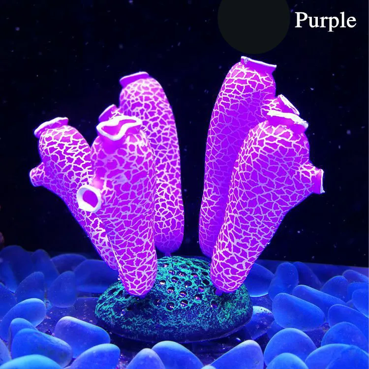 Purple Светящиеся Имитационные украшения оптом силиконовые флуоресцентные морские брызги аквариум украшения для ландшафта - Цвет: Purple