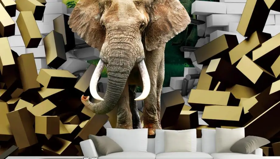 ТВ фон рулон обоев 3D HD слон фото обои животные гостиная спальня фото обои дети
