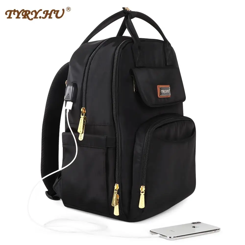 

USB Charging Diaper Bag For Fashion Mummy MuLtifunction Maternity Backpack With Double Hook For Stroller Fast Shipping