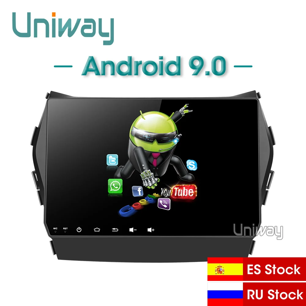 Pаспродажа Uniway AIX459071 ips android 9,0 автомобильный dvd для hyundai IX45 Santa fe 2013 2014 автомобильный радиоприемник стерео автомобильный dvd плеер с навигацией плеер font b gps b font