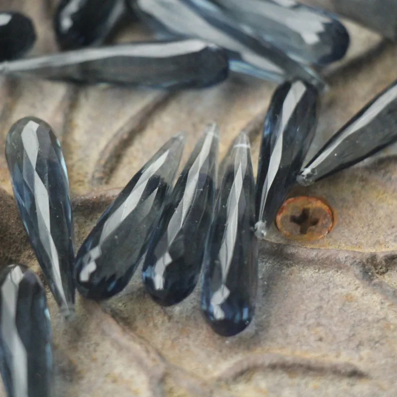 10 шт. синие кварцевые граненые длинные капельки воды бриолеты Размеры 35x8