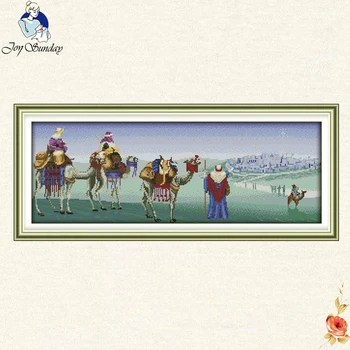 

Joy Sunday Desert landscape Chinese Cross Stitch 14CT 11CT DIY Embroidery Needlework Sets Home Decoration Send Accessory Tools
