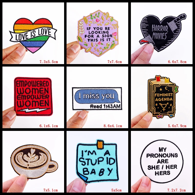 Description Picture 4 of itemSmash the patriarchy Embroidered Patches On Clothes Applique Cartoon Feminist Patch Iron On Patches For Clothing Letter Badges