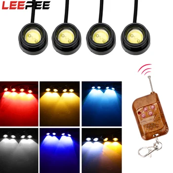 

LEEPEE 4 in 1 LED Car Eagle Eye Light Car Daytime Running Light 12V Emergency Warning Strobe Flash Light Wireless Remote Control