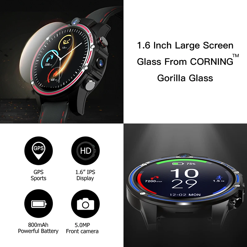 2019 Smart watch 3GB 32GB 5.0MP Dual Camera GPS Sport Android Smart Watch 1.6