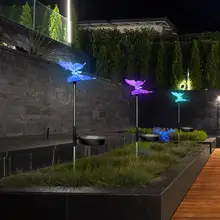 3 шт. работающая на солнечной энергии газонная Светодиодная лампа RGB Изменение цвета бабочки стрекозы Колибри пейзаж лампа ABS солнечные светодиодные садовые светильники