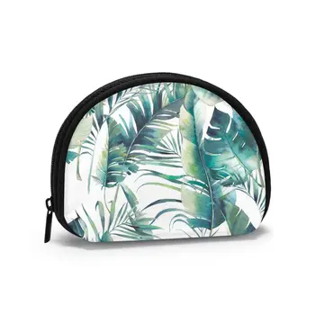 

Women Wallets Zipper Small Wallet Short Credit Card Coin Purse FemaleSummer Palm Tree And Banana Leaves