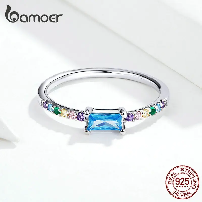 Bamoer, массивные кольца на палец, кубический цирконий, камень, свадьба, обручение, серебро, 925, ювелирные изделия, Bijoux SCR590