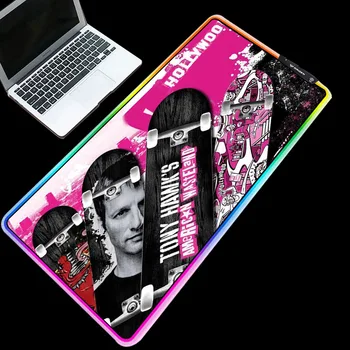 

Yuzuoan RGB Tony Hawk's Pro Skater mouse pad LED backlit marquee gaming keyboard mouse pad lock edge anti-skid table mat