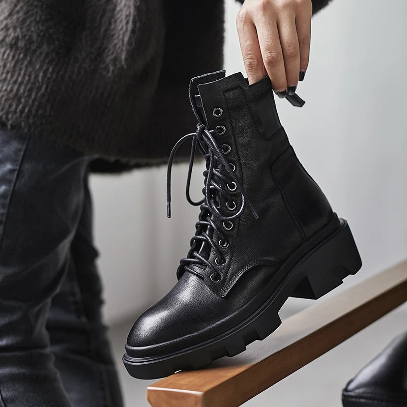 

INS HOT Women ankle boots cowhide upper shoes autumn and winter ladies boots long boots Elastic boots short boots snow boots