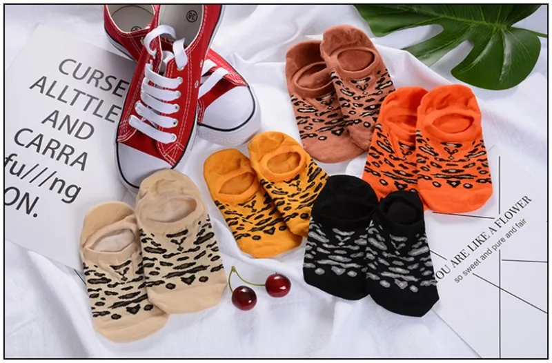 3Pairs/lot=6pieces Leopard Boat Socks Ladies Cotton Invisible Summer Women Fashion Socks Wild College Wind Socks Female