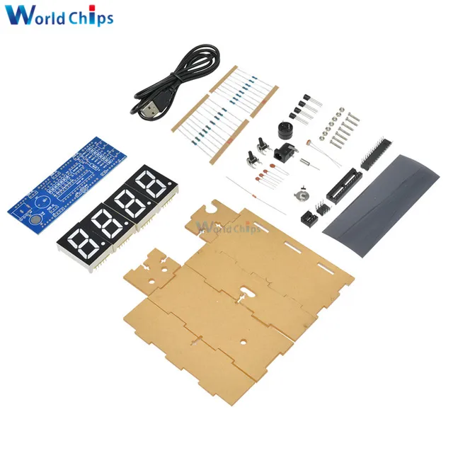 4Digit DIY LED Electronic Clock Kit Microcontroller Kit Digital Clock Time Light Control