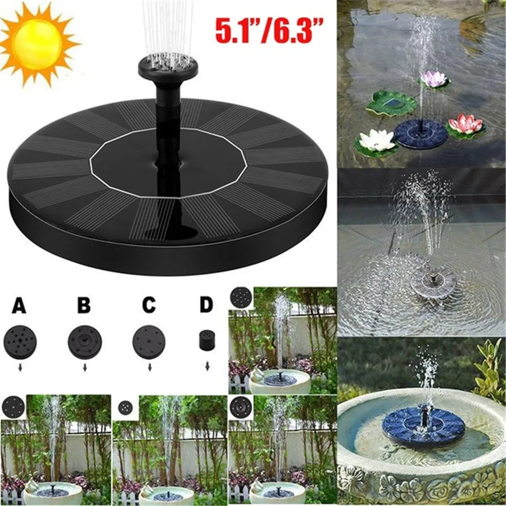 2020 Solar Powered Fountain Water Pump 1.4W Bird Bath Floating Garden Pond Patio 
