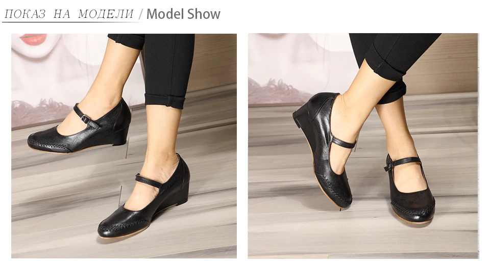 Mona/женские туфли-лодочки из натуральной кожи на танкетке с круглым носком; модельные туфли на высоком каблуке для женщин; 078-G1
