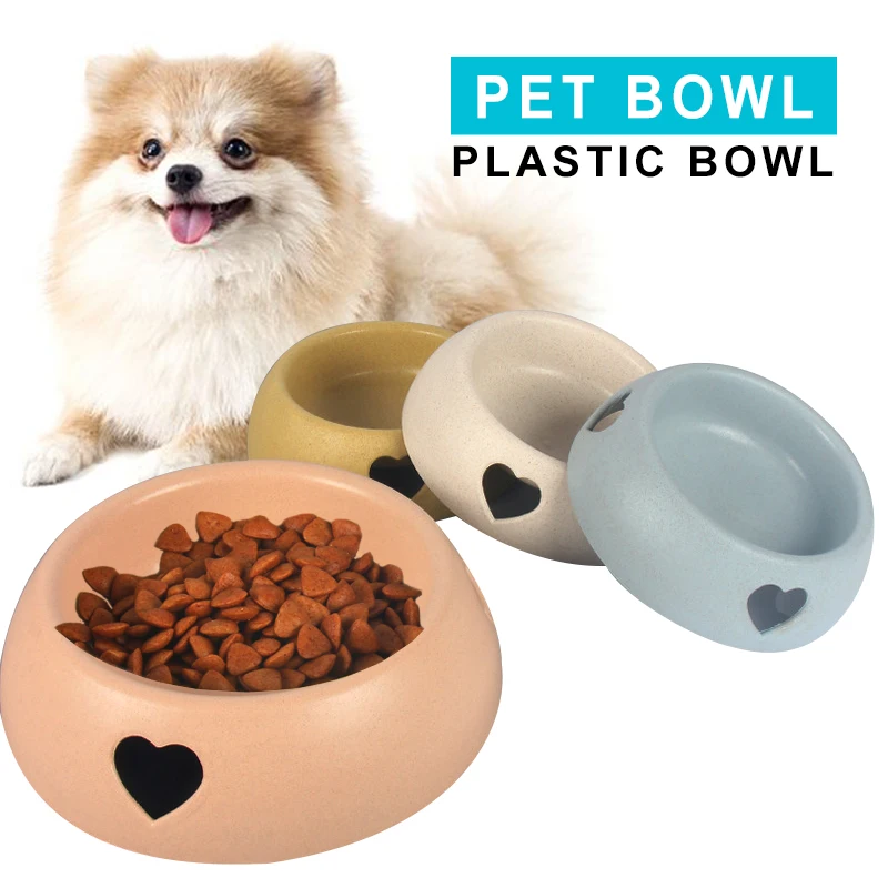 

Plastic Dog Single Bowl Round Food and Water Feeder Durable Dogs Dish Love Four Colors Cat Water Feeder Tableware Pets Products