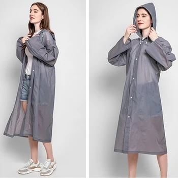 Fashion PEVA Women Man Raincoat Adult Clear Transparent Camping Hoodie Rainwear Suit Thickened Waterproof Rain Poncho Coat 9