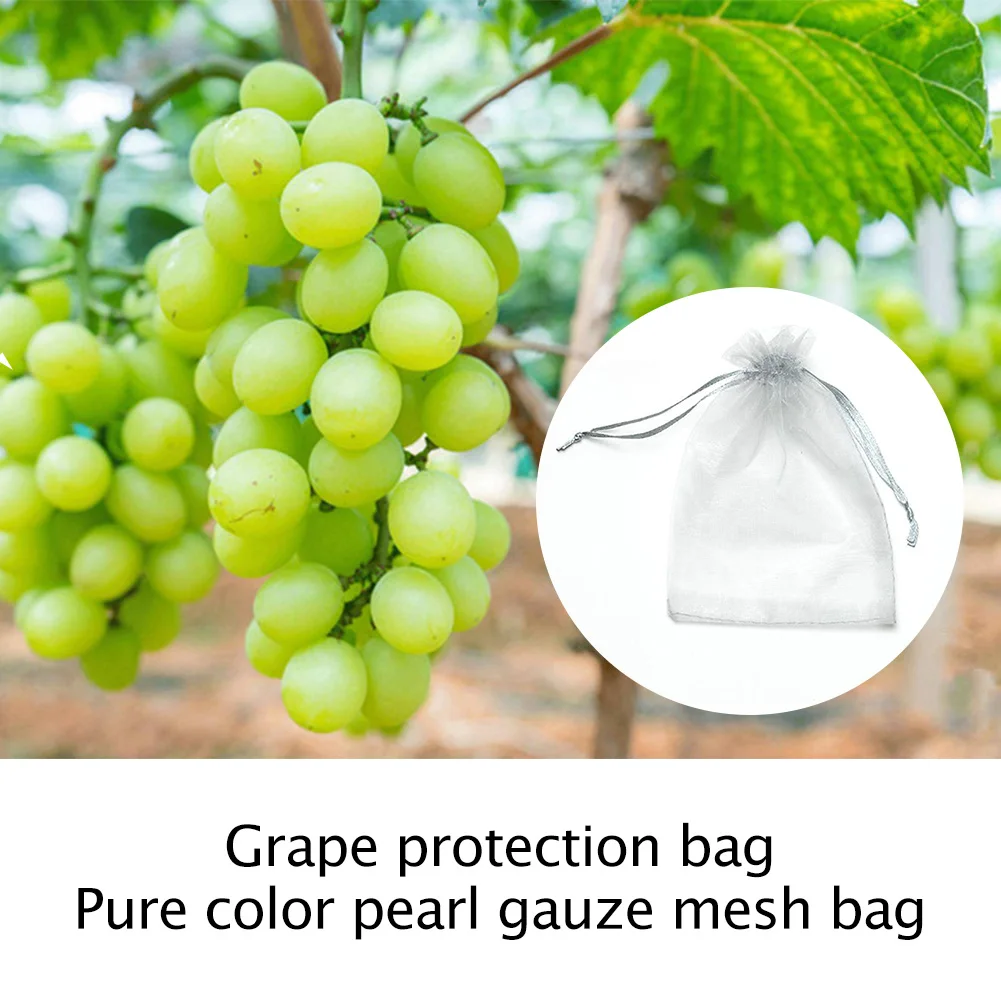 100pc-Garden-Anti-Bird-Vegetable-Grapes-Fruit-Grow-Bag-Plants-Protection-Bag-Drawstring-Net-Plant-Protective.jpg 100 Db Kert Kerti Madárgátló Zöldségszőlő Gyümölcs Termesztési Táska - Image 4