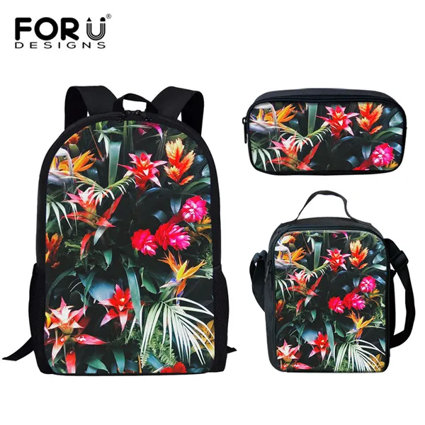 FORUDESIGNS/комплект рюкзаков с цветочным принтом; модные детские школьные сумки для девочек; повседневные сумки с Тропическими Цветами; Детские сумки на плечо; Mochila - Цвет: HMG1168CGK
