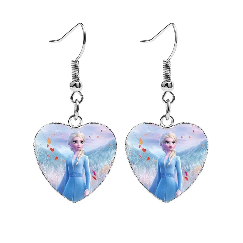 Disney Frozen 2 Heart Earrings Children's Cartoon Elsa Princess Princess Girl Ear Clip Earrings baby girls gifts