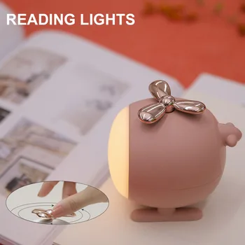 

Portable With Timer Setting USB Rechargeable LED Night Light Cute Helicopter For Kids Home Decor Desktop Gift Eyes Caring