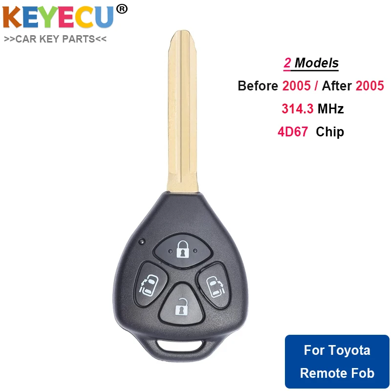 KEYECU Remote Control Car Key for Toyota Alphard Before 2005/ 2005 2006 ...