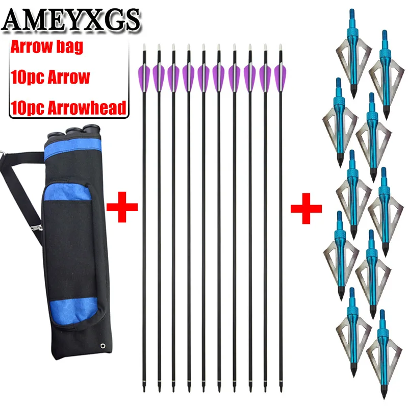

Archery 10pc Carbon Arrow With Broadhead Arrow And Arrow Quiver Bag Set Outdoor Hunting Shooting Bow And Arrow Accessories
