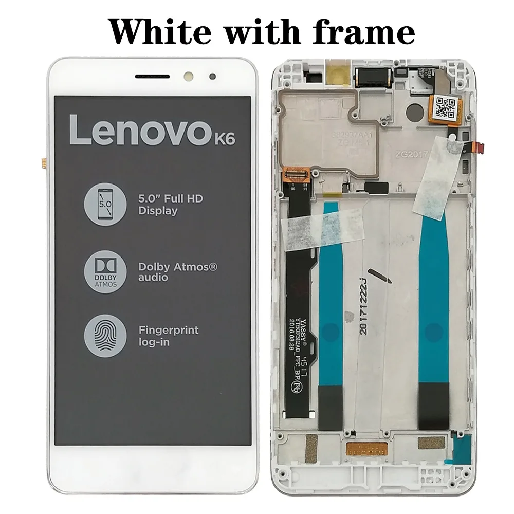 Shyueda Oiginal с рамкой для lenovo K6 K33a48 K33b36/K6 power K33a42 5," ЖК-дисплей сенсорный экран дигитайзер