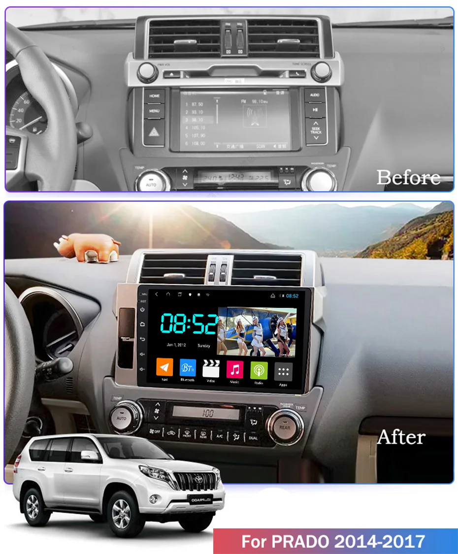 Android 8,1 автомобильный DVD 1din мультимедийная система Navi для Toyota LAND CRUISER PRADO- Автомобильный gps навигатор головное устройство BT SWC wifi