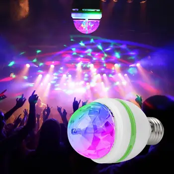 

E27 3W RGB LED Bulb Crystal Magic Ball Stage Light Auto Rotating Laser Projector For KTV Night Club Home Decoration 110*55*55mm