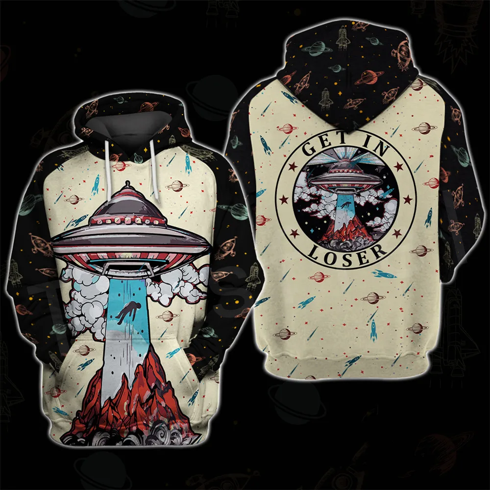 Tessbackpack Alien Animal Bear Caccia I Hate People Love Camping Divertente Newfashion 3Dprint Unisex Zip/Hoodies/Felpe/Giacca A-6